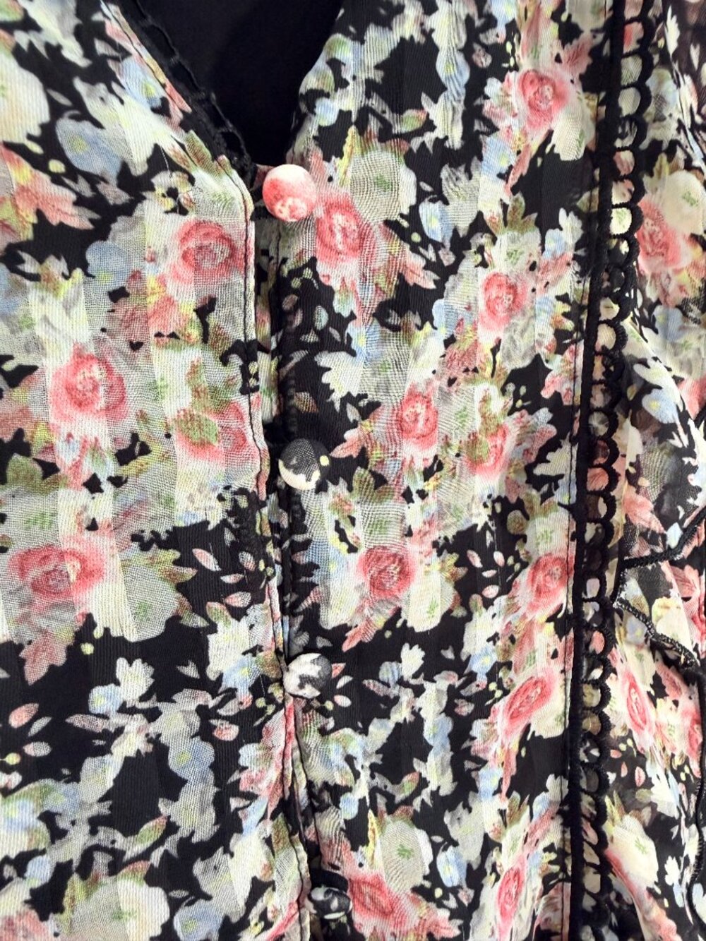 Fashion Nova Floral Ruffle Mini Dress Black Pink Rose Print Long Sleeve Boho - Picture 5 of 8